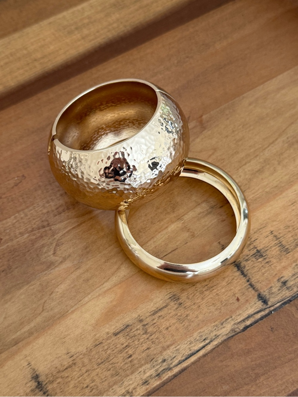 8 Other Reasons Gold Hammered and Smooth Bangle Set